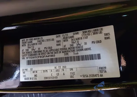 2016 Ford F-150 Xlt z USA, uszkodzony, nr VIN 1FTEW1CF6GFA41993